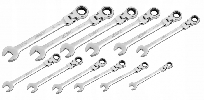 Trusa set chei combinate cu clichet articulate 8-19mm 12piese, cap flexibil (V35403) [8]