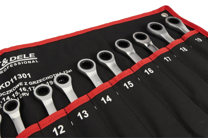 Trusa set chei combinate cu clichet articulate 8-19mm 12piese (KD11301) [2]