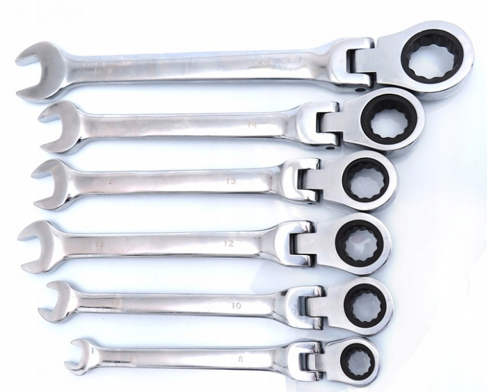 Trusa set chei combinate cu clichet articulate 8-19mm 6piese, cap flexibil (M58604) [4]