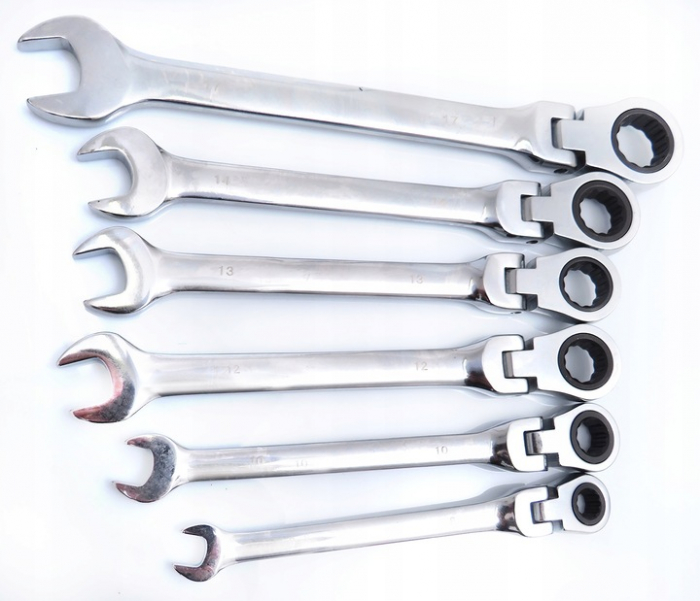 Trusa set chei combinate cu clichet articulate 8-19mm 6piese, cap flexibil (M58604) [7]