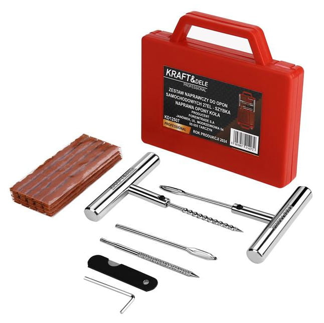 Trusa set kit reparatie pana anvelope cauciuc cu snur 27 piese (KD12507) [4]