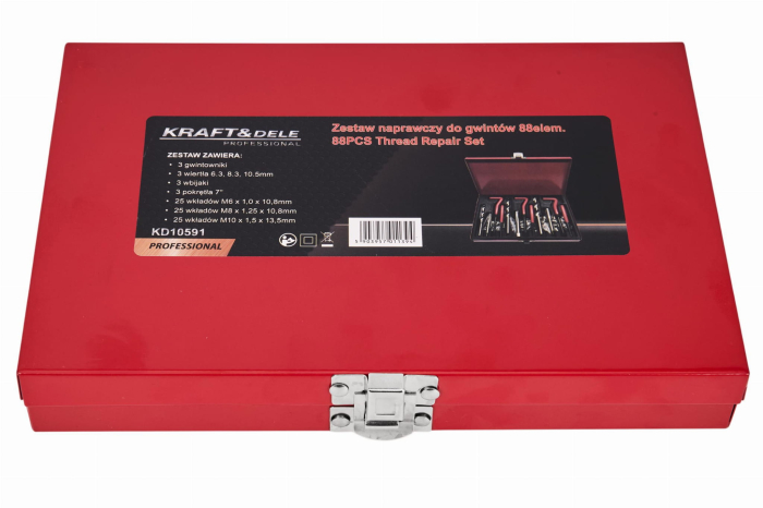 Trusa set reparatie filete stricate deteriorate M6-M10 88 piese cu insertie metalica (KD10591) [4]