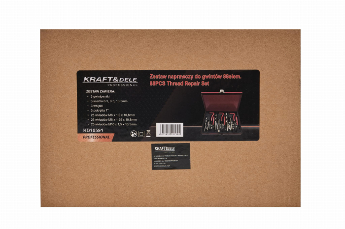 Trusa set reparatie filete stricate deteriorate M6-M10 88 piese cu insertie metalica (KD10591) [3]