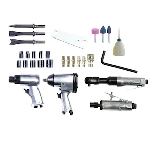 Trusa set scule pneumatice 34 piese aer comprimat, pistol clichet impact polizor drept ciocan (KD1421) [2]