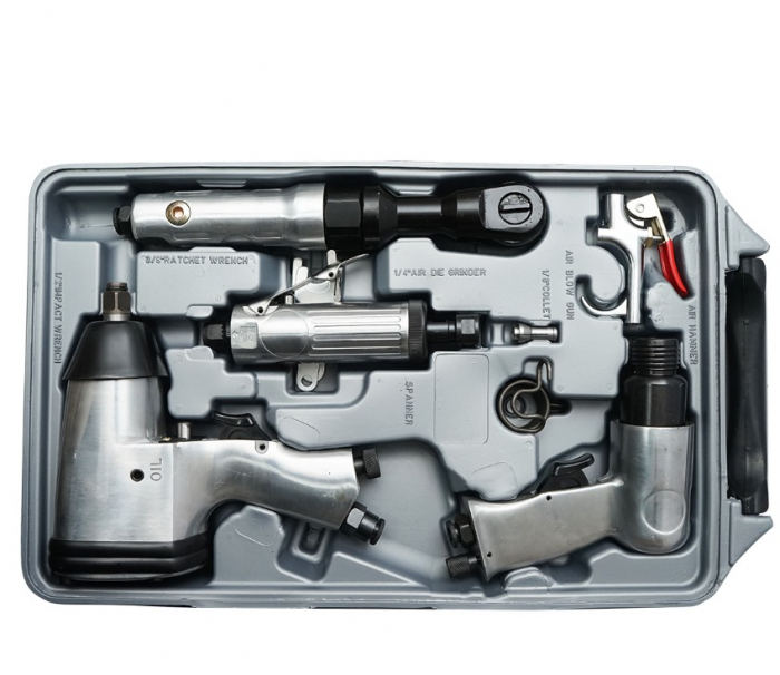 Trusa set scule pneumatice 71 piese aer comprimat, pistol clichet impact polizor drept ciocan DISLN82 (BK78284) [2]