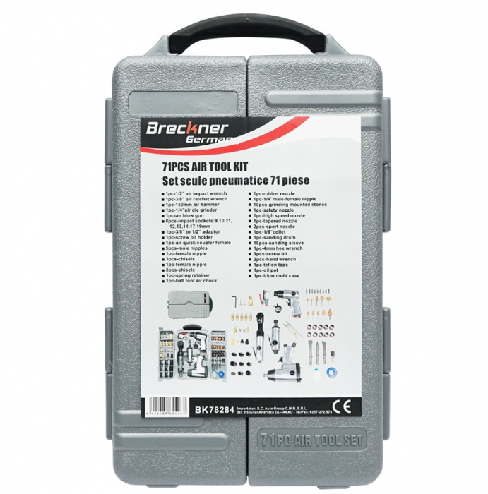 Trusa set scule pneumatice 71 piese aer comprimat, pistol clichet impact polizor drept ciocan DISLN82 (BK78284) [4]