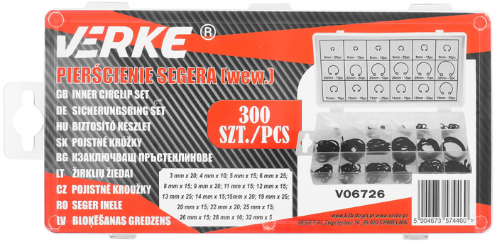 Trusa set sigurante inele alezaj Seger 300 piese (V06726) [7]