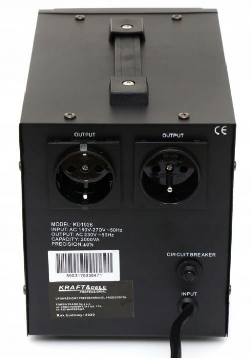 Stabilizator automat de tensiune AVR curent retea 220 230V 2000VA (KD1926) [5]