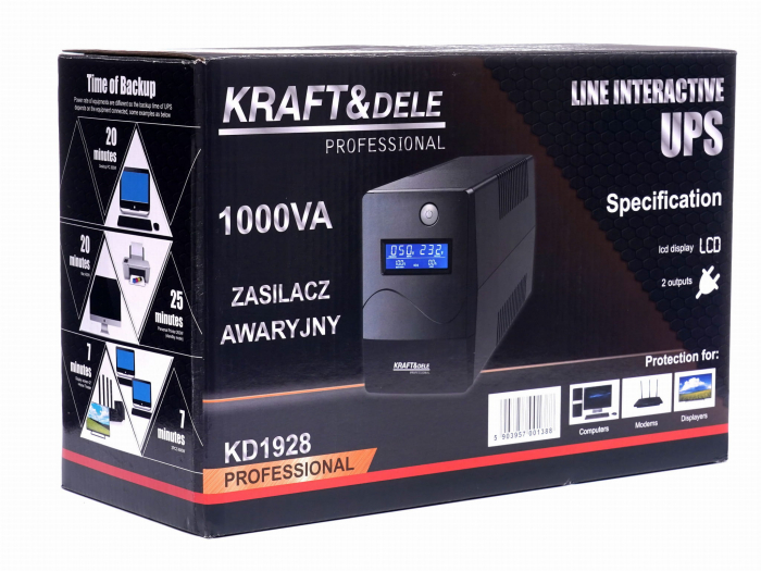 UPS sursa neintreruptibila de urgenta cu baterie LCD 9ah 1000VA 600W (KD1928) [7]