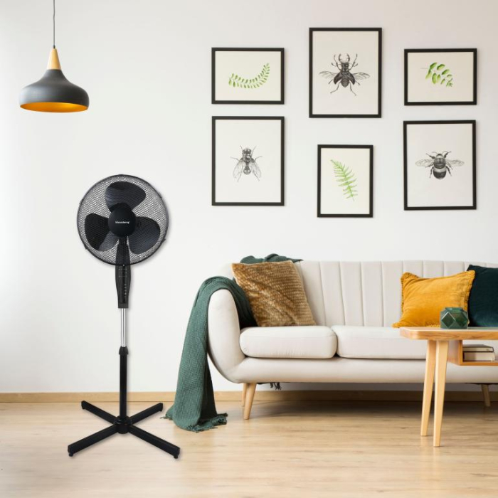 Ventilator cu picior si telecomanda temporizator, 41cm, 50W, 3 viteze negru (KB-7885) [9]
