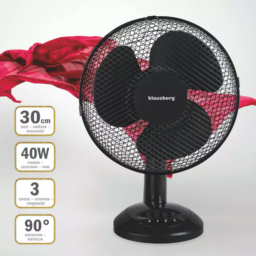 Ventilator de birou negru 30cm, 40W (KB-7474) [6]