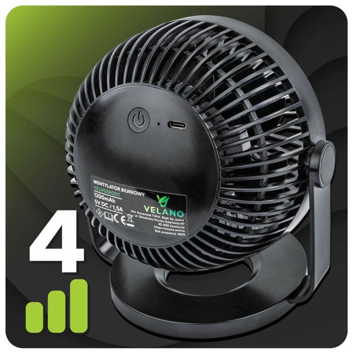 Ventilator portabil cu acumulator USB 1200mAh 4 viteze (VELWEBS0011) [12]