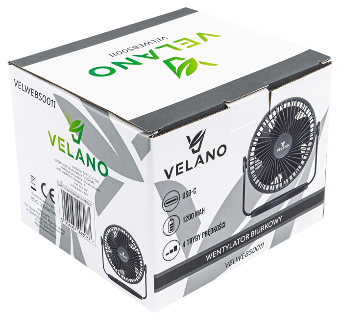 Ventilator portabil cu acumulator USB 1200mAh 4 viteze (VELWEBS0011) [9]