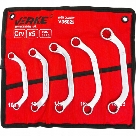 Chei combinate/inelare/cu clichet - Set 5 chei inelare tip C 10-19mm 5bucati piese Chrome-Vanadium Cr-V (V35025)