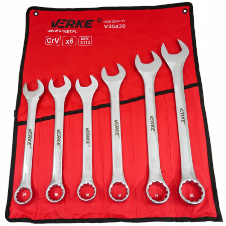 Chei combinate/inelare/cu clichet - Set 6 chei fixe combinate 34-50mm marimi mari (V35430)