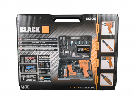 Trusa set scule pneumatice 33 piese aer comprimat, pistol clichet impact polizor drept ciocan (12206) [4]