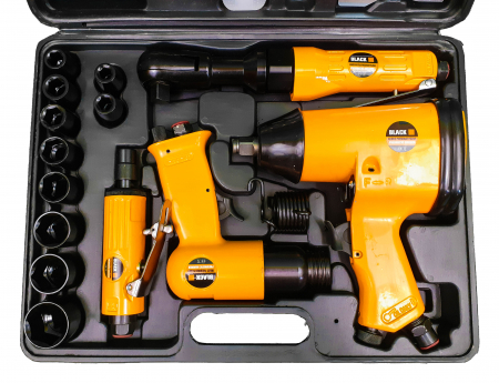 Trusa set scule pneumatice 33 piese aer comprimat, pistol clichet impact polizor drept ciocan (12206) [5]