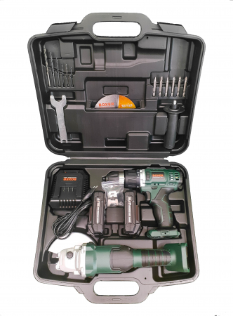 Masina aparat gaurit, insurubat, autofiletanta + flex  polizor unghiular polidisc acumulator 20.4V cu 2 baterii 3ah (SR-016) [4]