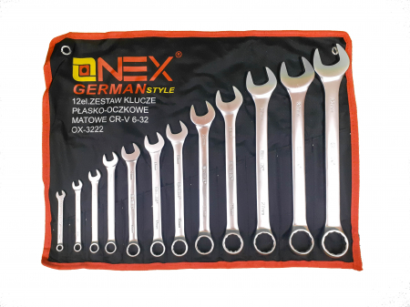 Chei combinate/inelare/cu clichet - Set 12 chei fixe combinate 6-32mm 12bucati piese Chrome-Vanadium Cr-V (OX-3222)