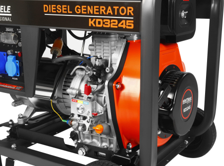 Generator diesel trifazat 8kW, 230V/400V, pornire electrica, cadru metalic cu roti (KD3245) [22]