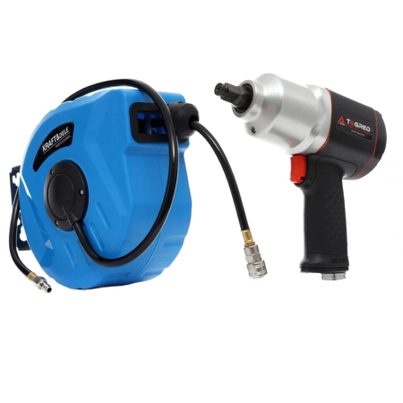 Pistol pneumatic - Pistol pneumatic 1 2 1900Nm + furtun aer compresor 20m bobina rola tambur automat(ta815+kd1461)