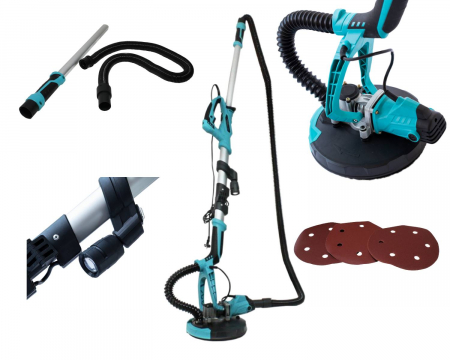 Masina, aparat slefuit pereti 750W 215mm cu aspirare extensibil girafa cu lumina LED (DZ-C201) [0]