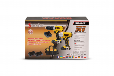 Masina, Aparat de gaurit, insurubat, Bormasina, Autofiletanta + bormasina biti impact 24V 2 baterii 3ah (SR-042) [4]
