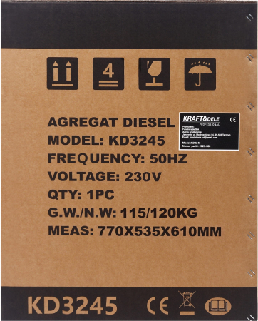 Generator diesel trifazat 8kW, 230V/400V, pornire electrica, cadru metalic cu roti (KD3245) [32]