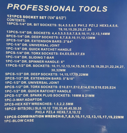 Trusa chei scule tubulare fixe combinate E torx capete surubelnita clichet 121 piese (BX-013S) [6]