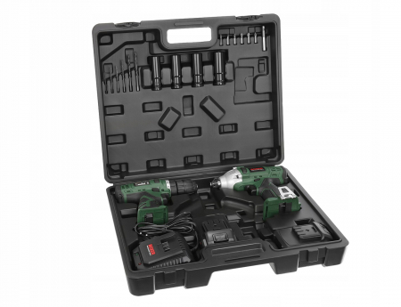 Masina aparat gaurit, insurubat, autofiletanta + pistol cheie insurubat desfacut cu impact 24.4V cu 2 baterii 3ah (SR-035) [1]