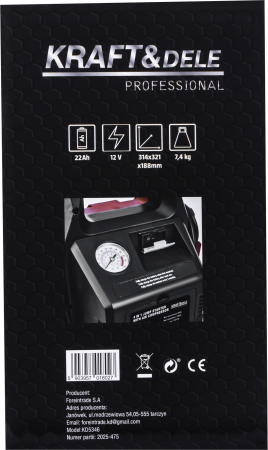 Starter auto 4 in 1 cu compresor si lanterna LED, 1200A, acumulator 22Ah, 12V (KD5346) [8]