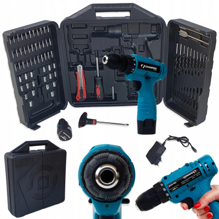 Aparat gaurit si insurubat - Set Masina, Aparat de gaurit, insurubat, Bormasina, Autofiletanta 18V 2 baterii + 78 accesorii (CP-1522)
