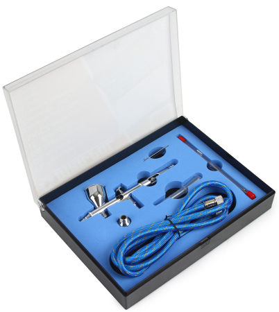 Aerograf profesional cu 3 duze 0.2/0.3/0.5 mm, alimentare gravitationala (M80665) [2]