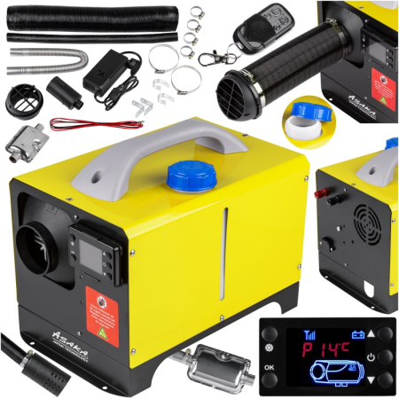 Incalzitoare arzatoare electrice / gaz / combustibil - Sirocou, incalzitor stationar portabil 12-24 220V 9kW display LCD, cu telecomanda si bluetooth (ASOH9KW)