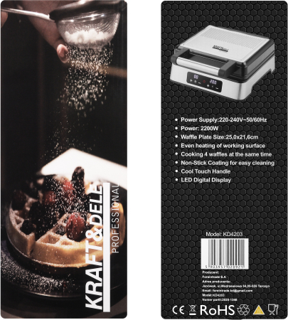 Aparat de facut vafe 2200W cu afisaj LED pentru 4 vafe (KD4203) [16]