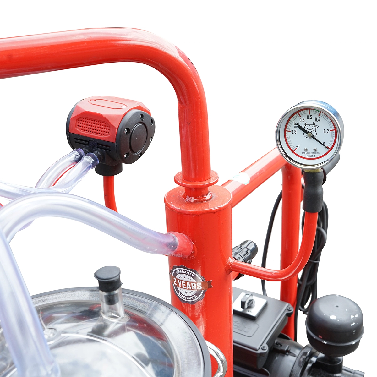 Aparat de muls vaci 1 post bidon 40L inox cu vid in cadru, vacuum DISDT47 (BK98078) [6]