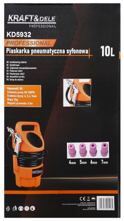 Aparat de sablat pneumatic 10L curata rugina vopsea +pistol + 4 duze (KD5932) [10]