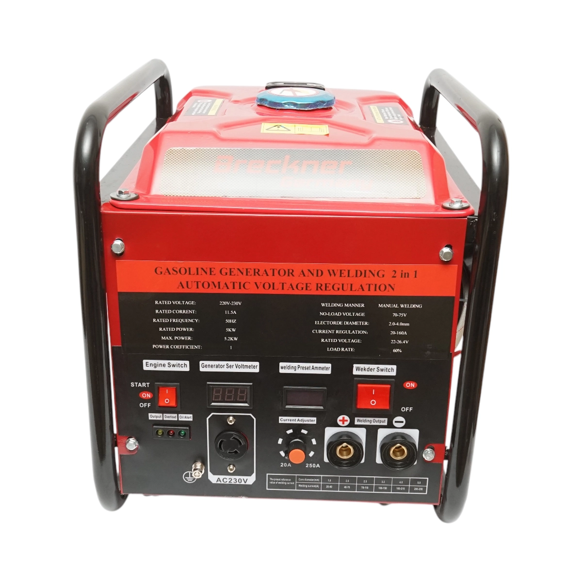 Aparat de sudura 160A cu generator electric 5KW/220V, motor pe benzina 13CP, pornire manuala Breckner Germany DISTW23 (BK76319) [3]