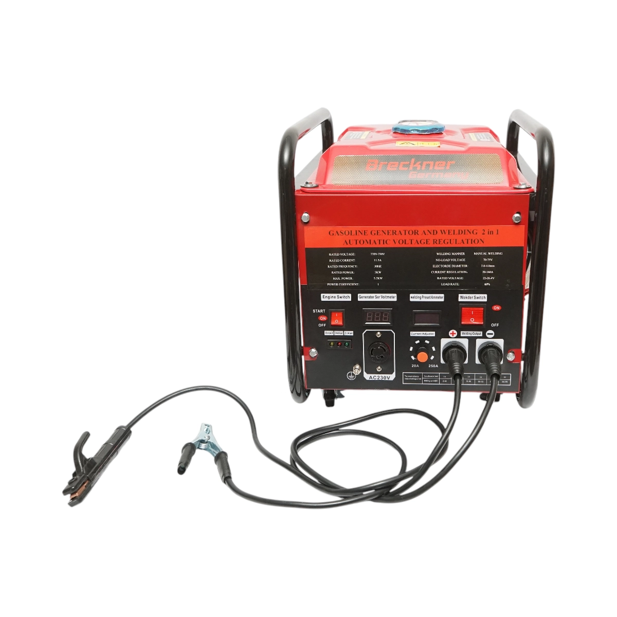 Aparat de sudura 160A cu generator electric 5KW/220V, motor pe benzina 13CP, pornire manuala Breckner Germany DISTW23 (BK76319) [2]