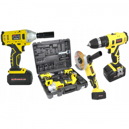 Aparat gaurit insurubat + pistol impact 250Nm + polizor unghiular flex 24.4V (SR-028) [2]