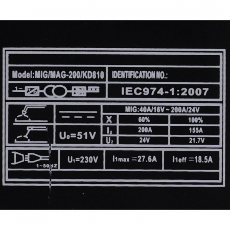 Aparat, invertor de sudura MIG 200A sarma fara gaz + 2 role + accesorii (KD810+2F) [6]