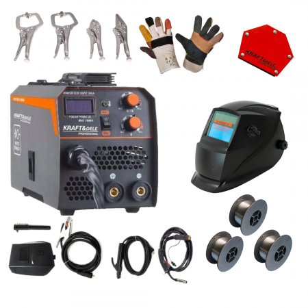 Sudura / taiere - Aparat invertor sudura MIG MMA 200A electrozi sarma flux fara gaz + kit accesorii complet(KD1788-01)
