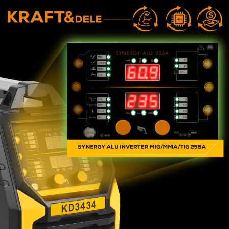 Aparat, invertor sudura MIG MMA TIG 255A sarma flux fara gaz (KD3434) [2]