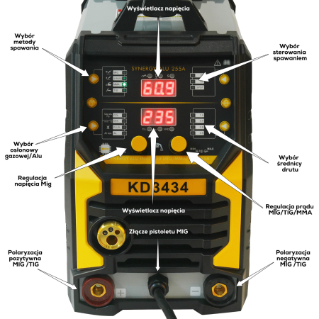 Aparat, invertor sudura MIG MMA TIG 255A sarma flux fara gaz (KD3434) [13]