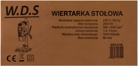 Aparat, masina de gaurit, bormasina fixa 13mm 2000W de banc coloana verticala afisaj Digital (WDS2140) [19]