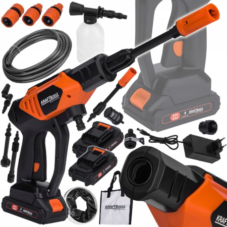 Aparat spalat cu presiune - Aparat masina pistol de spalat cu presiune cu acumulator baterii 2x4Ah 20V 60bar + accesorii (KD662)