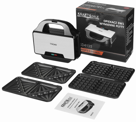 Aparat sandwich 3 in 1, 1500W, placi interschimbabile pentru wafe, toast si grill (KD4133) [1]