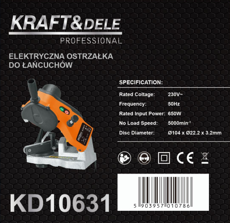 Ascutitoare electrica pentru lant drujba, 650 W, disc 104 mm, 5000 rpm (KD10631) [22]