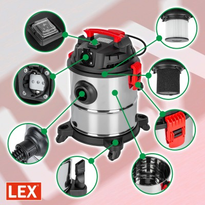 Aspirator industrial si de atelier 2200W, 25L, 20kPa, debit 58L/s (LXVC25L) [1]