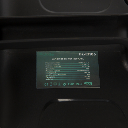 Aspirator pentru cenusa 1200W 18L simineu soba gratar filtru HEPA (DZ-CI106) [2]
